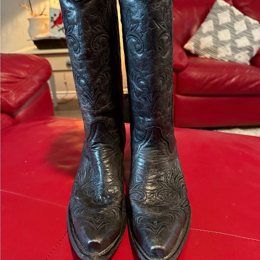 Circle G Black Embossed Heeled Boots